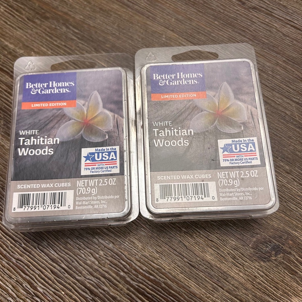 Better Homes Gardens White Tahitian Woods Scented Wax Cubes Limited Edition Lot